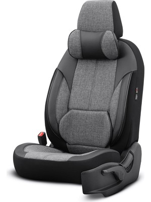 Tr Voyager Design Boyun ve Bel Destekli Premium Deri-Keten Ultra Konforlu Universal Oto Koltuk Kıl�