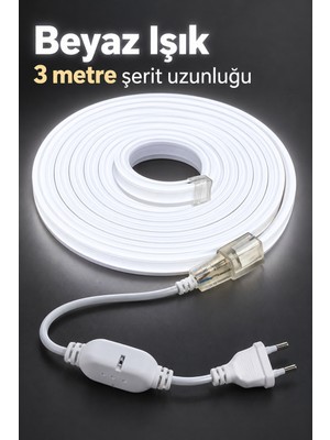 Şerit Aydınlatma 3 Metre Beyaz Gövdeli Kablolu Model
