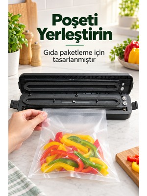 Vakumlu Paketleme Makinesi Basınç Tahliye Valfli Siyah
