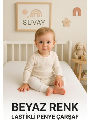 TeknoKapsül SUVAY%100 Pamuklu Bebek Lastikli Çarşaf - Penye Kumaş - Park Yatak | 60X120 | 70X110 | 70X120 | 70X130 | 70X140 | Krem | Beyaz | Gri | Pembe | Mavi (Beyaz)