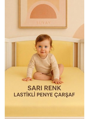 TeknoKapsül SUVAY%100 Pamuklu Bebek Lastikli Çarşaf - Penye Kumaş - Park Yatak | 60X120 | 70X110 | 70X120 | 70X130 | 70X140 | Krem | Beyaz | Gri | Pembe | Mavi (Sarı)
