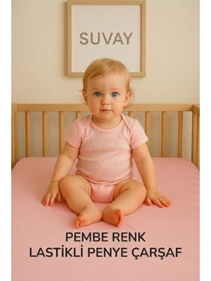 TeknoKapsül SUVAY%100 Pamuklu Bebek Lastikli Çarşaf - Penye Kumaş - Park Yatak | 60X120 | 70X110 | 70X120 | 70X130 | 70X140 | Krem | Beyaz | Gri | Pembe | Mavi (Pembe)