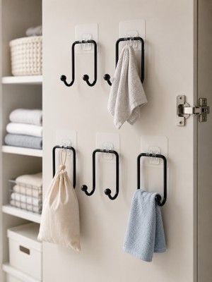 MiraLive 5'li Yapışkanlı Askı Seti Mutfak Banyo ve Ev Için Çok Amaçlı Askılık