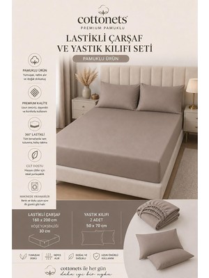 Lastikli Çarşaf Seti Yastık Kılıfları Dahil | Çift KIŞILIK(160X200CM) + 2 Adet Yastık Kıl�