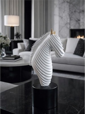 Odea Modern Abstract At Başı Heykeli – Lüks Reçine Biblo, Minimalist Ev Dekoru 25 cm