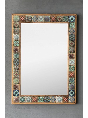 Odea Oscar Stone Decor Masif Çerçeveli Mozaik Taş Ayna 53 cm x 73 cm Tile Mozaik Seramik Desenli