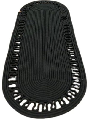 Odea Moderin Doğal Jüt, Desenli, Siyah, Amerikan Servis, Masa, Sehpa Örtüsü Runner. 35X100 Siyah