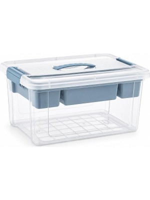 Odea Bölmeli ve Katlı Plastik Organizer Makyaj Düzenleyici – Kilitli Takım Sandığı Organizer Kutu, Taşıma Kulplu Çok Amaçlı Düzenleyici, Katlı Saklama Kutusu (Asorti Renk) (16 Litre)
