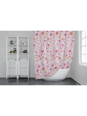 Odea Banyo Perdesi 6811 1X180X200, Perde Borusu Askı Aparatı Köşe Boru Beyaz Hediyeli, Duş Perdesi Seti
