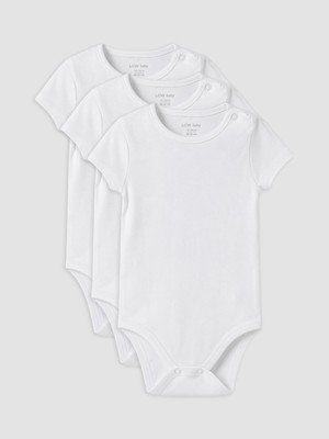LC Waikiki Lcw Baby Beyaz Bisiklet Yaka Kız Bebek Çıtçıtlı Body 3'lü