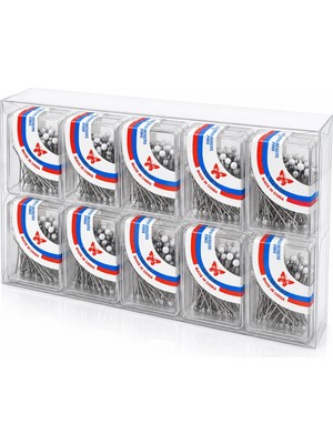 MiraLive Beyaz Başörtü Iğnesi 1000 Adet, Şeffaf Plastik Kutulu Eşarp ve Şal Iğnesi BX-316807