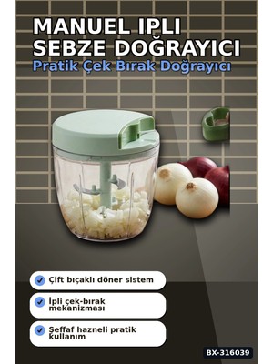 MiraLive Ipli Sebze Doğrayıcı Manuel Çek Bırak Mutfak El Blenderı Çok Bıçaklı Rondo BX-316039