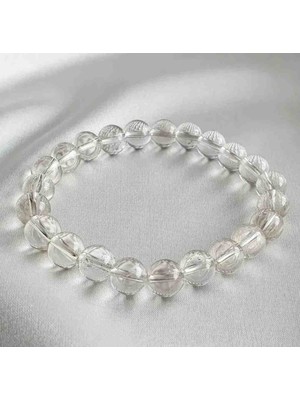 Best Bioenerji Taş Terapi A-A Kalite Kristal Kuvars Doğal Taş Bileklik. 8 mm