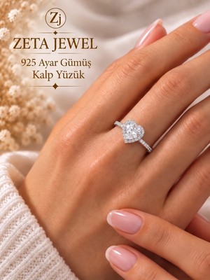 Zeta Jewel 925 Ayar Gümüş Zirkon Taşlı Kalp Model Yüzük – Işıklı LED Hediye Kutulu, Zarif Kadın Yüzük