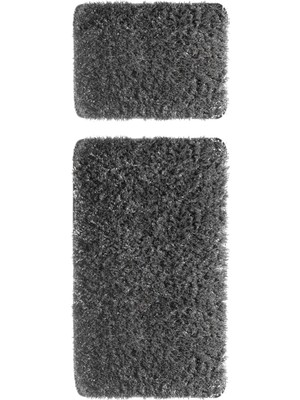 Douro Shaggy 2li Banyo Paspası Füme Kaydırmaz Taban 60 x 100-50 x 60