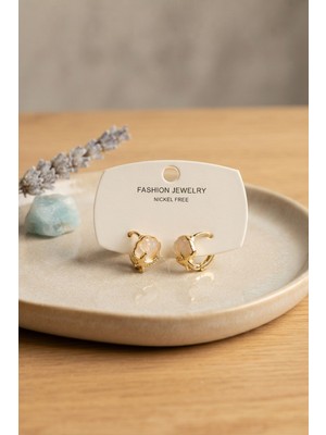 TeknoKapsül Pirinç Deniz Kabuğu Model Gold Renk Çocuk Küpe