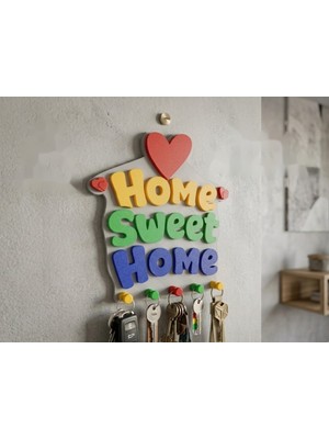 Be Home Sweet Home Duvar Anahtarlığı Çok Parçalı Dekoratif Anahtar Askısı Najmaddin