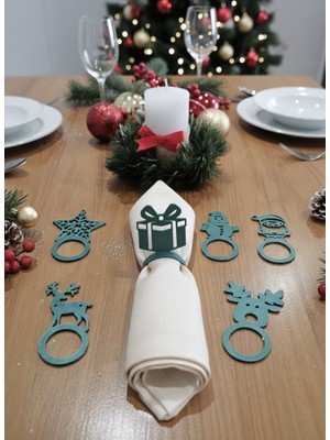 Be 6'lı Yılbaşı Peçete Halkası Seti Noel Sofra Süsü Dekoratif Peçete Yüzüğü Najmaddin