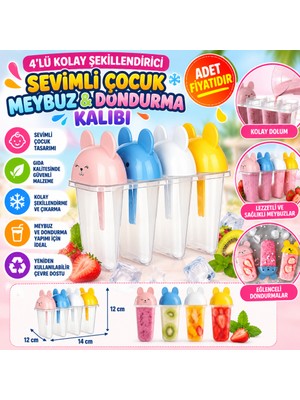 Akıllı Bayi 4'lü Kolay Şekillendirici Sevimli Çocuk Meybuz & Dondurma Kalıbı AP-9179 (Adet Fiyatıdır) Aby
