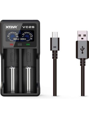 Xtar 18650 Akü Şarj Cihazı Uk VC2S 18650 Pil Şarj Cihazı Vc2 2019 Yükseltme LCD Ekran Powerbank Fonksiyonu 10440 14500 16340 18650 20700 22650 2650 26