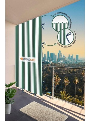 Gy Atelier Balkon Perdesi Branda Güneşlik 6 Renk Seçeneği (Yeni Kumaş Versiyon) Yeşil 320 x 250