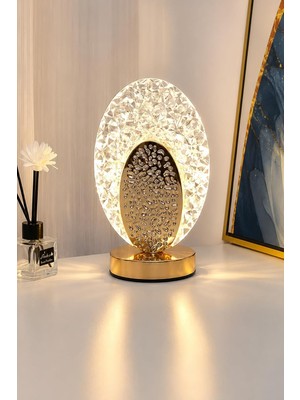Gy Atelier Kristal LED Masa Lambası 3 Renk Işıklı (Oval Kristal)