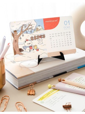 Die Grup 2027 Yılı Karton Ayaklı Masa Takvimi Kawaii - 12X20 cm