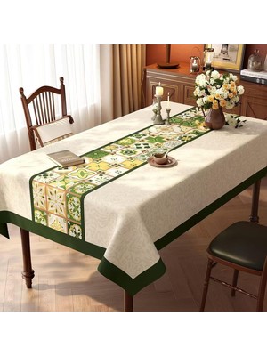 Die Grup Köşeli Masa Örtüsü Masa Folyosu Bej Sarı, Çiçekler, Pvc, 60 x 120 cm