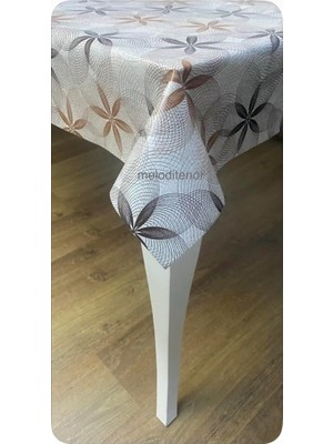 Die Grup Kalın Astarlı Kaymaz 3 D File Çiçekli Pvc Muşamba Masa Örtüsü Kahverengi 100 x 140