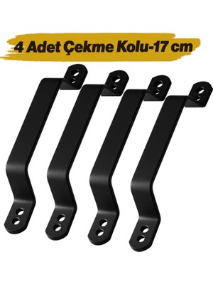 Die Grup Metal El Tutamagı Çekme Kolu Kapı Tutma Kulbu 17 cm Kulp Kapı Tutamağı Kulpu Mat Siyah Renk (4 Adet)