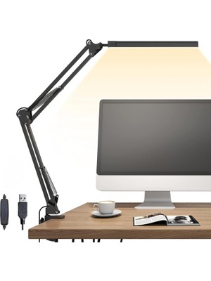 Die Grup Akrobat LED Masa Lambası, Gün Işığı ve Sarı Işık Modu, Ayarlanabilir Parlaklık Seviyesi, Kontrol Panelli, 3 Eksenli Hareket Manevrası, Ev Ofis Için USB Girişli Katlanabilir Okuma Işığı Masa Lambası