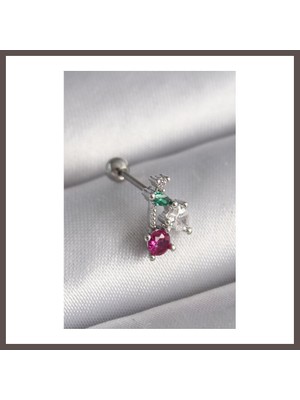 Bezos 316L Çelik Gümüş Renk Zirkon Taşlı Tragus Piercing ECO123