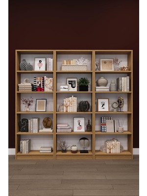 Die Grup Lüks 15 Raflı Ev Ofis KITAPLIK%100 Mdf Modern Dekoratif Kütüphane Kitaplık K004