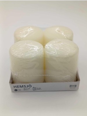 Die Grup Hemsjö Blok Mum 4'lü Set, 5,7 cm Çap, 8 cm Yükseklik, Beyaz