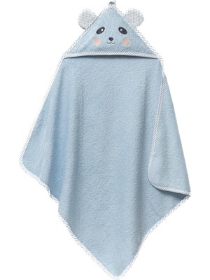 Die Grup Pandadots 3D Kapüşonlu Bebek Havlusu – 3D Panda Nakışlı,soft Cotton, 80X80 Cm, 0–12 Ay (Mavi)