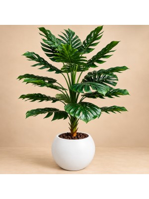 Erhan Flowers 160 cm Yapay Monstera Ağacı Büyük Yapraklı Dekoratif Tropikal Yapay Bitki Saksılı Salon ve Ofis Dekorasyonu