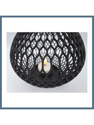 Bezos Izgara Desenli Büyük Boy Tealight Mumluk Dekoratif Mum Tutucu Bbz