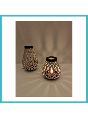 Defne Store Modern Izgara Desenli Rüzgar Feneri Tealight Mumluk Dekoratif Mum Tutucu Dfnbez