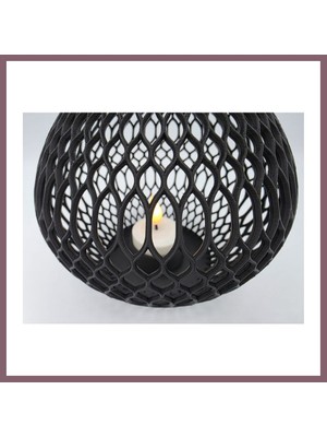 Bezos Izgara Desenli Büyük Boy Tealight Mumluk Dekoratif Mum Tutucu Bzss