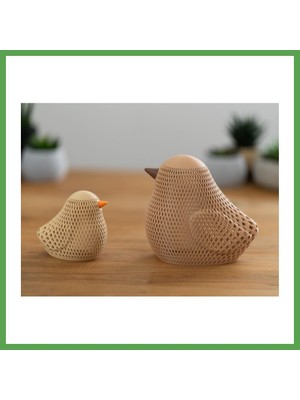 Bezos Örgü Desenli Serçe Figürlü Tealight Mumluk Bahar Dekoratif Mum Tutucu Mgc
