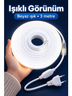 Aydogan's Ayd Beyaz Işıklı Şerit Aydınlatma 3 Metre Fişli Model