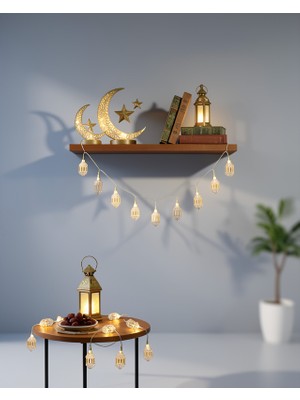 Pilli Altın Fenerli Ramazan LED Işıkları