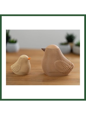 Bezos Örgü Desenli Serçe Figürlü Tealight Mumluk Bahar Dekoratif Mum Tutucu Bzst