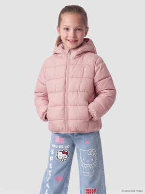 LC Waikiki Lcw Kids Pembe Kapüşonlu Kız Çocuk Şişme Mont