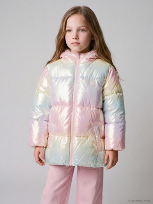 LC Waikiki Lcw Kids Pembe Kapüşonlu Kız Çocuk Şişme Mont