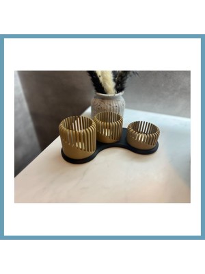 Bezos Üç Boyutlu Tealight Mumluk ve Üçlü Mum Standı Seti Dekoratif Mum Tutucu MBT06