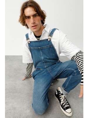 Denim Trip Conroy Regular Tapered Fit Orta Indigo Erkek Jean Salopet Tulum