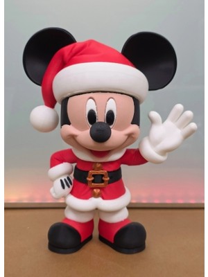 Alpin Yılbaşı Konseptli Mickey Mouse Figürü - Noel Baba Kıyafetli Dekoratif Obje ve Oyuncak