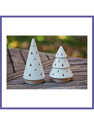 Nida Modern Çam Ağacı Formlu Tealight Mumluk Seti Yılbaşı Dekoratif Mum Tutucu Nıda