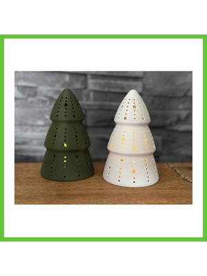 Bezos Çam Ağacı Formlu Tealight Mumluk Yılbaşı Dekoratif Mum Tutucu Dmc